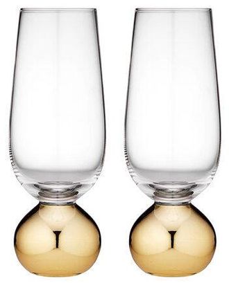 Ladelle Handgefertigte, luxuri&ouml;se Champagner Gl&auml;ser Astrid Gold (2er-Set)
