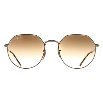 Ray-Ban Round Unisex Arista Gold Brown Gradient RB3565 Jack Metal - One Size