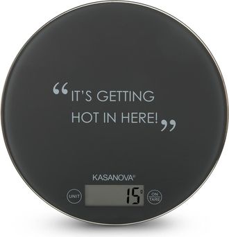 KASANOVA Bilancia da cucina digitale grigia tonda con scritta