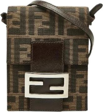 Fendi Pre-owned Zucca Canvas Leather Shoulder Bag - Dames - Vintage Schoudertas - Bruin - ONE Size - Leer - Vintage