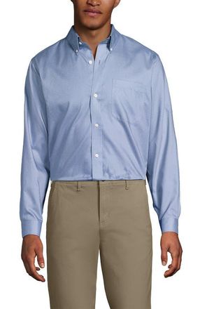 Lands End Traditional Fit Solid No Iron Supima Pinpoint Buttondown Collar Dress Shirt in Soft French Blue Dot at Nordstrom, Size 16.5 - 34
