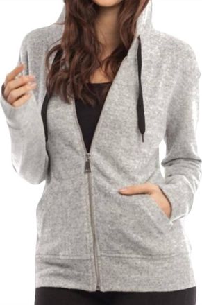 French Kyss Kourtney Kashmira Zip-Up Hooded Sweatshirt In Beige