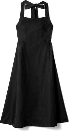 & Other Stories Bow Cotton Halter Minidress in Black Dark at Nordstrom, Size 10