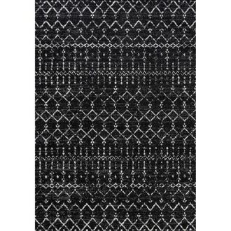 Jonathan Y Designs Moroccan HYPE Boho Vintage Diamond Area Rug in Black/ivory at Nordstrom, Size 5Ft 0In X 5Ft 0In