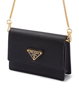 Prada Portemonnee met ketting en logo - Zwart