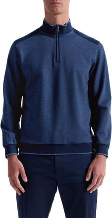 Bugatchi Mélange Quarter Zip Top in Cobalt at Nordstrom, Size Xxx-Large