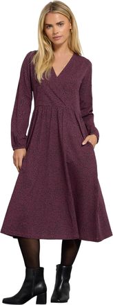 M&Co Petites Petite Berry Animal Print Wrap Dress - Womens Purple