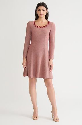 Misook A-Line Lurex Crochet Ring Trim Knit Dress in Scarlet Red/gold at Nordstrom, Size Xx-Large