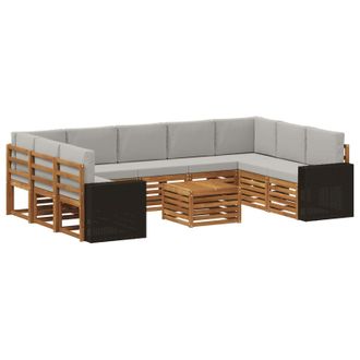 vidaXL Conjunto De Sof&aacute;s De Exterior 10 Uds. Natural Y Gris Claro Vidaxl