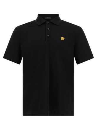 Versace Black Solid Shirt Collar Polo