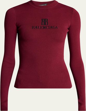 Balenciaga BB Logo Long-Sleeve Rib Sweater