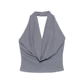 Frankies Bikinis Jay Gingham Halterneck Top