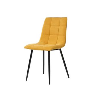 Koketto Home Silla de comedor acolchada mostaza con patas negras