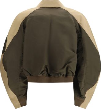 sacai Womens Cotton And Nylon Bomber Jacke D-Khaki-Beige Cotton; Polyamide Jacket D/khaki/beige