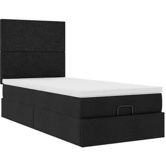 vidaXL Cama Otomana Con Colch&oacute;n Tela Negra 100x200 Cm Vidaxl