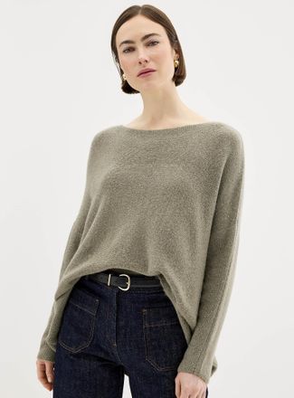 Contemporaine Womens Loose fuzzy boat-neck sweater Exclusive collection from Italy