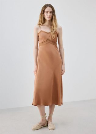 Mango Camicia da notte satinata spallini rame - Donna - S - MANGO