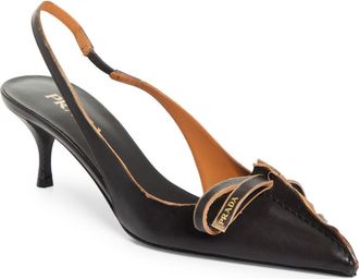 Prada Exposed Seam Slingback Pump in Nero Cuoio at Nordstrom, Size 8.5Us