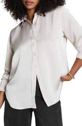 Spanx Long Sleeve Button-Up Shirt in Birch at Nordstrom, Size 1X