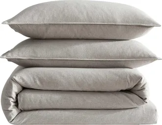 Calvin Klein M&eacute;lange Flannel Comforter & Sham Set in Natural at Nordstrom, Size Queen