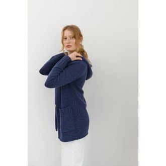 Celtic & Co. Flecked Hooded Coatigan in Navy at Nordstrom, Size X-Small