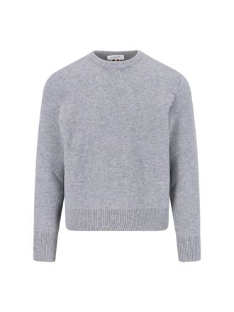 Thom Browne Tricolor Detail Crewneck Sweater - Grey