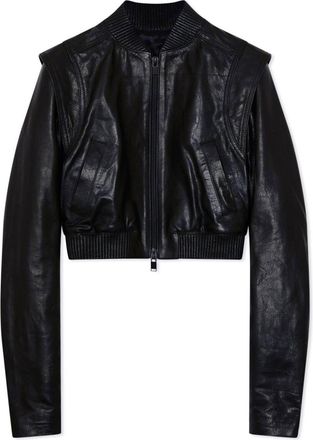 SIMKHAI Doreen cropped leather jacket - women - Polyurethane/Viscose - L - Black