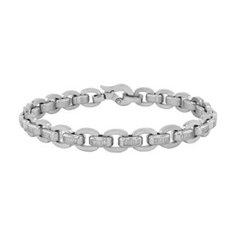 Robert Alton 1/2CTW Diamond Stainless Steel Oval Link Bracelet
