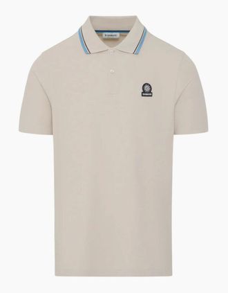 Sandbanks Mens Sandbanks Stripe Tape Placket Polo Stone - Tan - Size: 46
