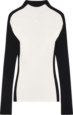Courrèges logo-embroidered jumper - women - Viscose/Polyester - M - Black
