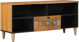 vidaXL Mueble De Tv Natural 100 X 33 X 46 Cm Madera De Mango Maciza Vidaxl