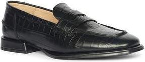 SaintG Carla Croc Embossed Loafer in Black at Nordstrom Rack, Size 10Us / 40Eu