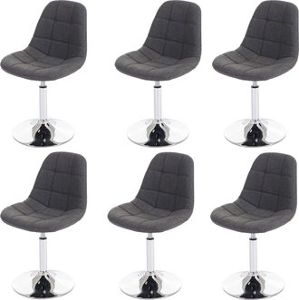 Hhg Hhg - Nunca Usado] Lote De 6 Sillas De Comedor 452, Silla Giratoria, Cromo, Textil Gris Claro