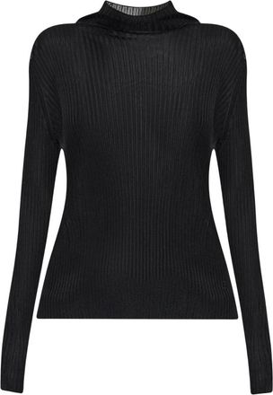 Balmain Top a coste con collo alto - - Knitwear - Donna - Nero - 2XS