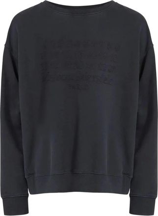 Maison Margiela Sweatshirt met ronde hals en geborduurd logo - Heren - Sweatshirts & Hoodies - Zwart - Maat: XS Katoen