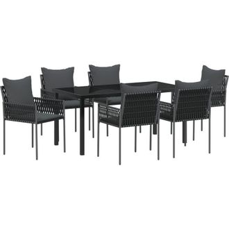 vidaXL Vidaxl - Conjunto De Comedor De Jard&iacute;n 7 Pcs Negro Polirat&aacute;n