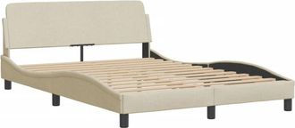 vidaXL Cama Sin Colch&oacute;n Tela Color Crema 140x200 Cm Vidaxl