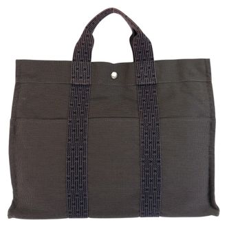 Herm&egrave;s Gray Polyamide Polyester Handbag Tote Bag (Pre-Owned)