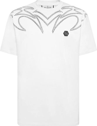 Philipp Plein Ronde Hals T-Shirt Texas Studs - Heren - T-shirts - Wit - 2XL - Katoen - Tops