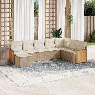 vidaXL Vidaxl - Juego De Sof&aacute;s De Jard&iacute;n Con Cojines Beige 8 Pzas Rat&aacute;n Pe