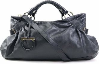 Ferragamo Leather Handbag Shoulder Bag (Pre-Owned)