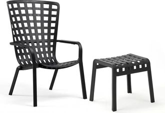Nardi Folio verstellbarer Outdoor-Sessel + Poggio Hocker, anthrazit