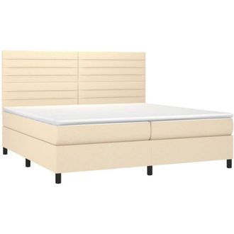 vidaXL Vidaxl - Cama Box Spring Colch&oacute;n Y Luces Led Tela Crema 200x200 Cm