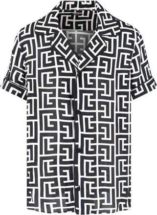 Balmain Zwarte overhemd met korte mouwen - Heren - Korte mouwen Overhemden - Zwart - 2XL - Overhemden