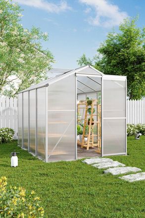 H&O Direct Aluminium Walk-in Greenhouse with Window Opening in Clear
