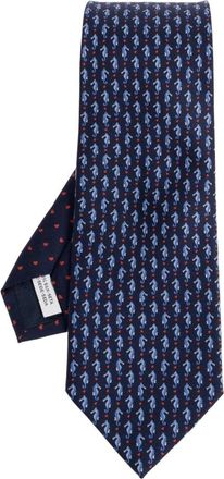 Ferragamo Cavalluccio Zijden Stropdas - Heren - Stropdassen - Blauw - ONE Size - Accessoires