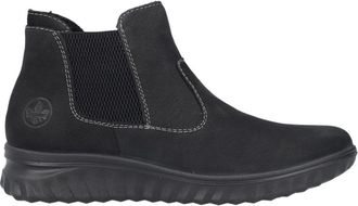 Rieker Casual Enkellaarsjes - Dames - Chelseaboots - Zwart - 36 EU - Leer - Schoenen