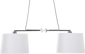 Beliani L&aacute;mpara De Techo 2 Luces Blanca Base De Metal Pantalla De Poli&eacute;ster Moderna Fucino