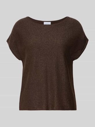 Comma Strickshirt aus Viskose-Mix mit Rundhalsausschnitt in Dunkelbraun, Gr&ouml;&szlig;e 34
