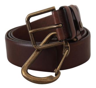 Dolce & Gabbana Mens Leather Belt Carabiner Buckle - Dark Brown - Size 90 cm